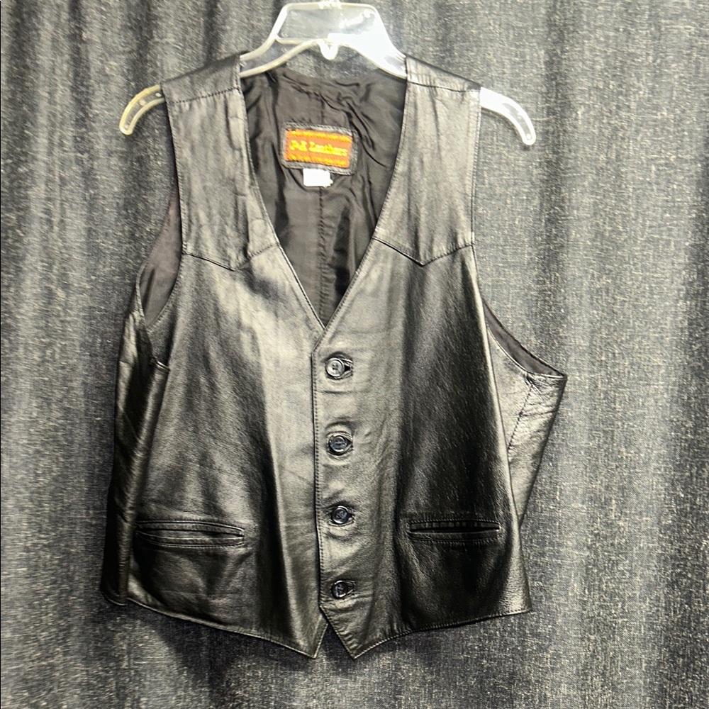 Vintage Black Leather Vest for Men